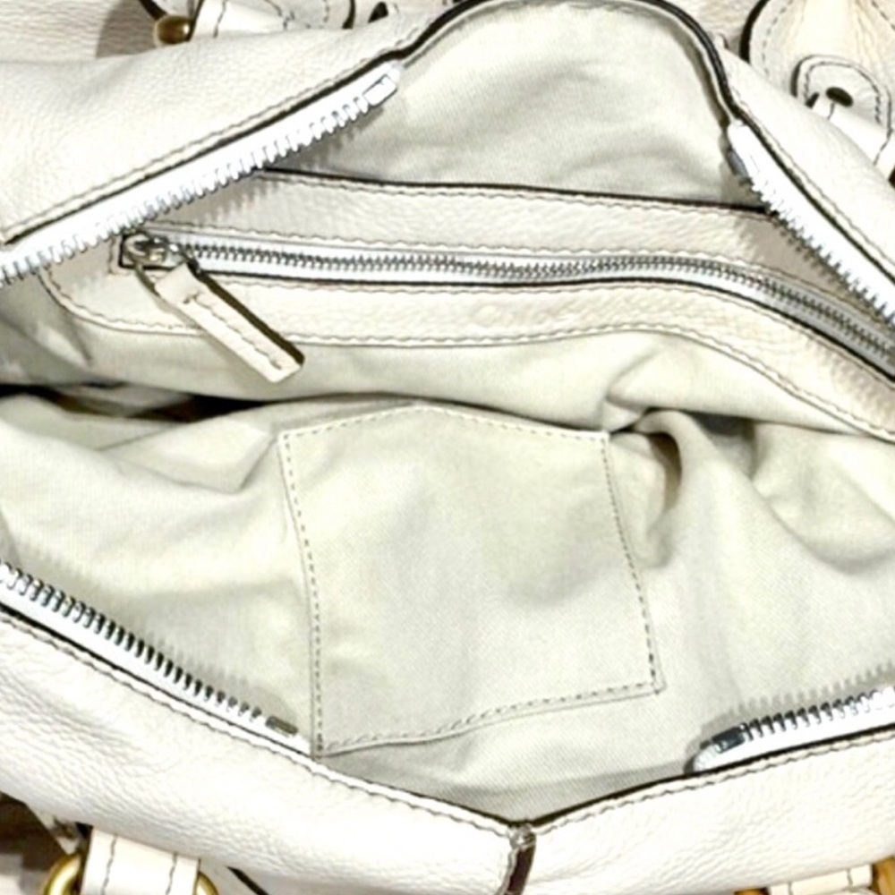 CHLOE PADDINGTON Small Ivory Leather Bag Removable Strap Lock and Key NWOT - Picture 11 of 16